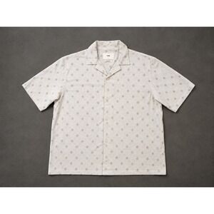 Folk Comet Embroidered SS Shirt Stone Linen Blend Star Pattern JMK/BR/3654 L